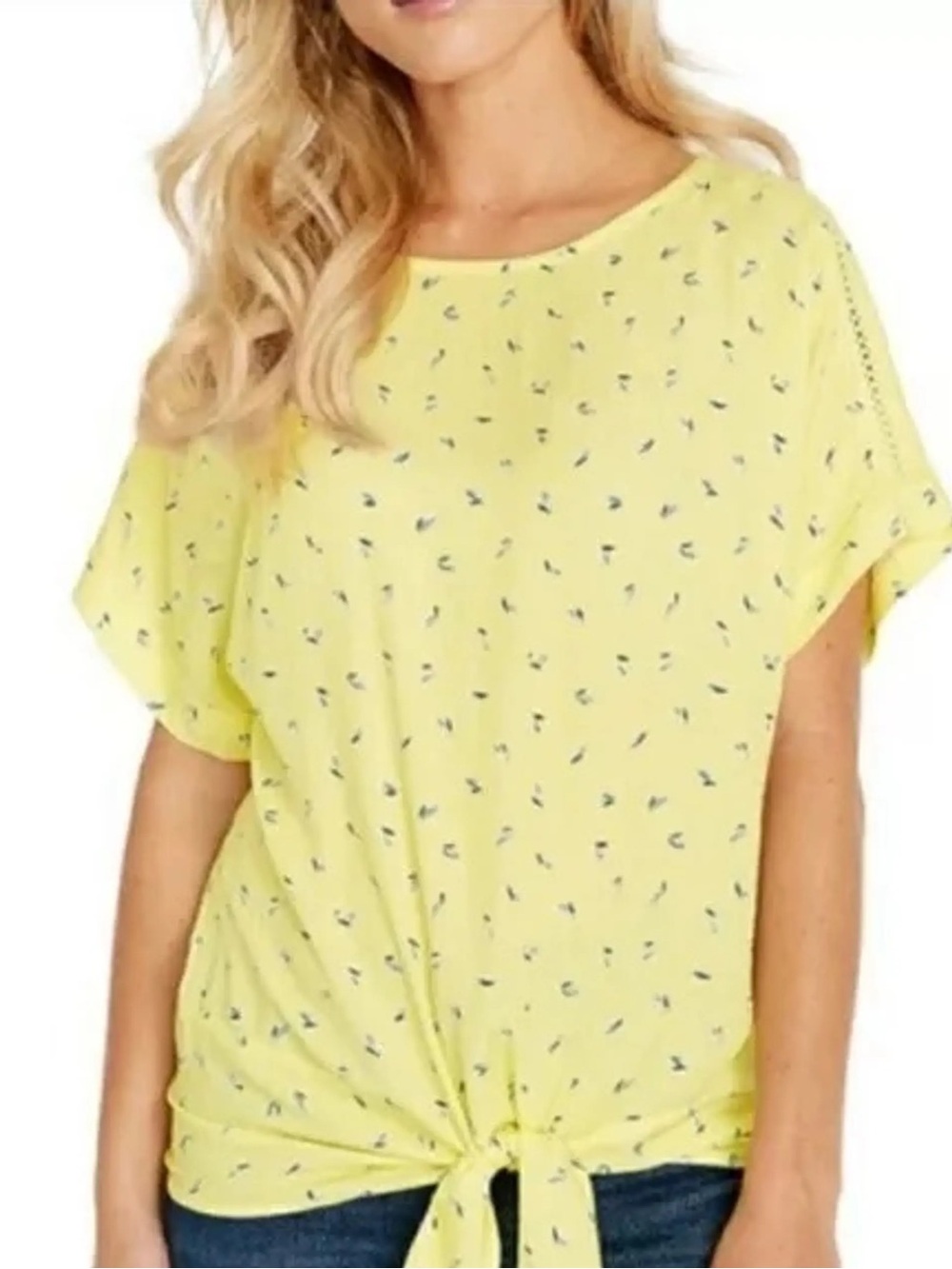 BUFFALO David Bitton Floral Tie Front Cap Sleeve Top